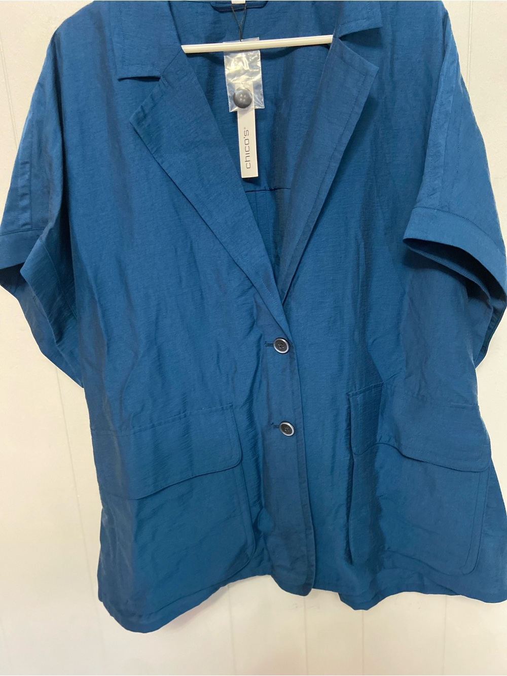 NWT  Chico's Shirt Jacket Short-Sleeve Seaport Size 4=XXL
